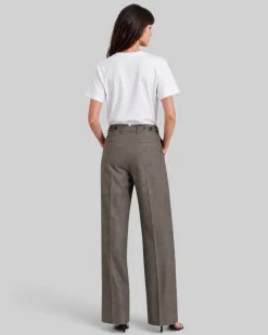 Pantalon de tailleur large en laine beige