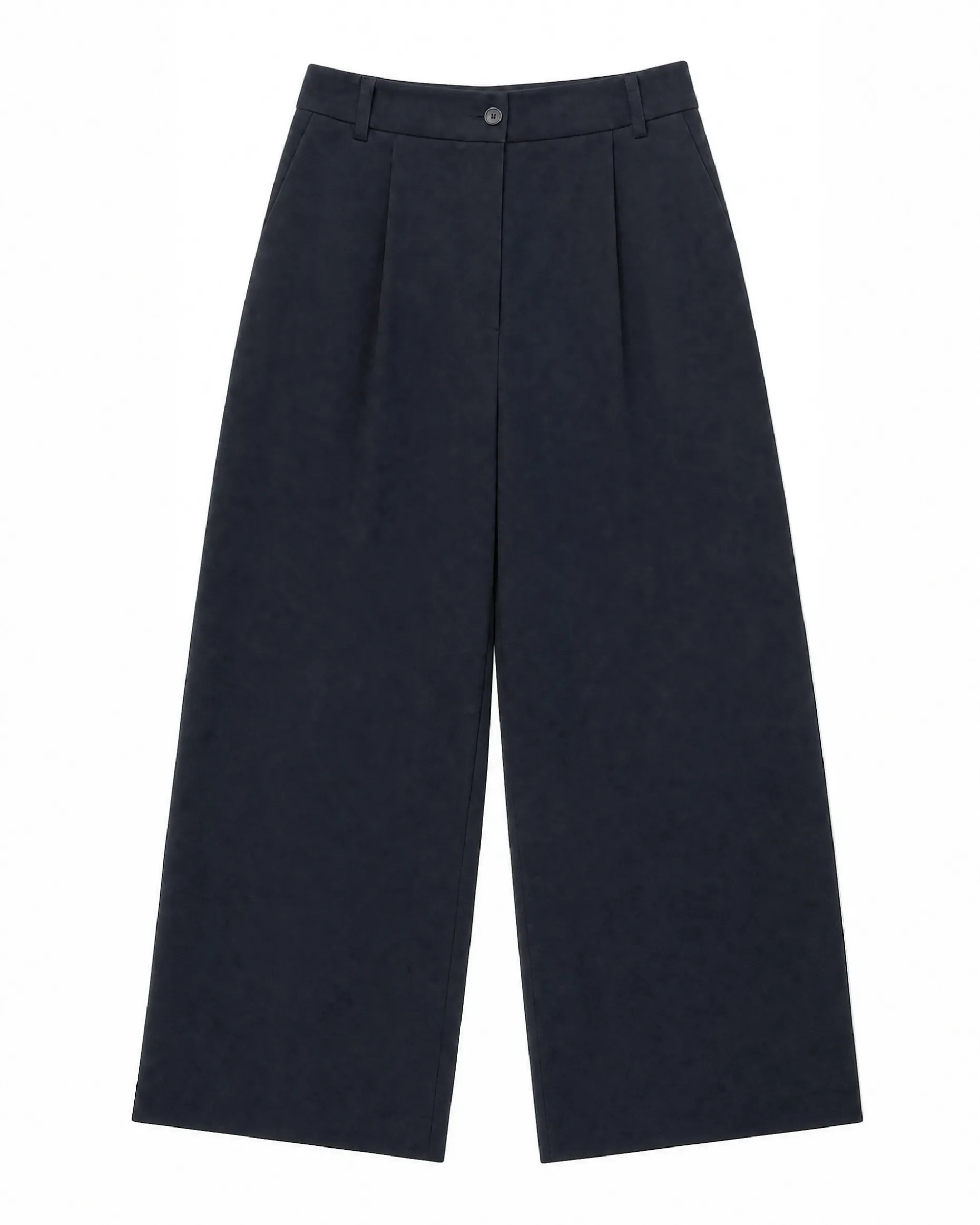 Pantalon de tailleur large en laine mélangée noir
