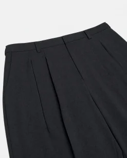 Pantalon de tailleur large en laine noir