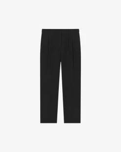 Pantalon de tailleur large en laine noir