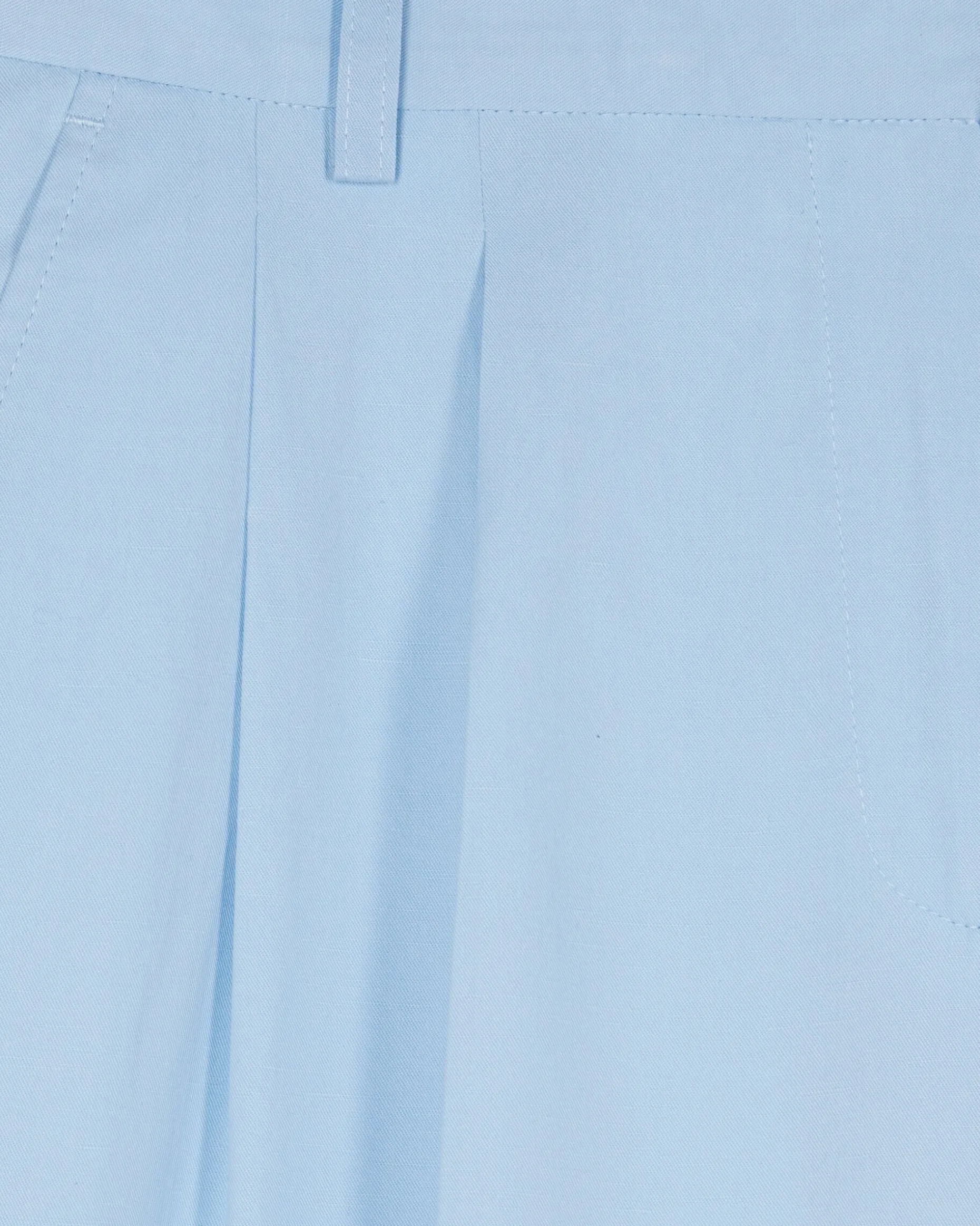 Pantalon de tailleur à pinces large en lin et coton bleu pastel