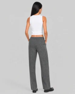 Pantalon droit en laine et cachemire gris