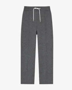 Pantalon droit en laine et cachemire gris
