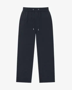 Pantalon droit en laine marine