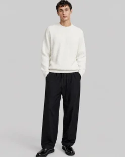 Pantalon droit en laine noir
