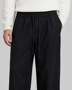 Pantalon droit en laine noir
