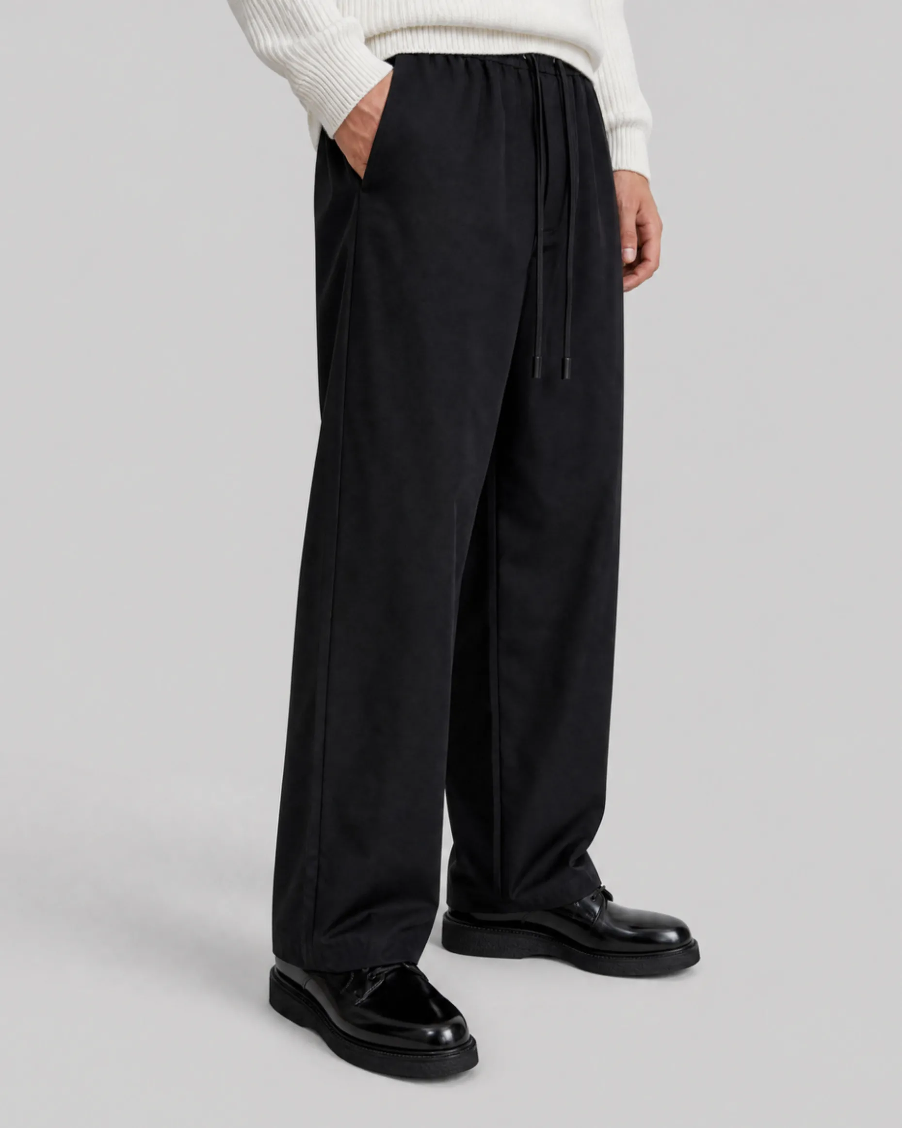Pantalon droit en laine noir