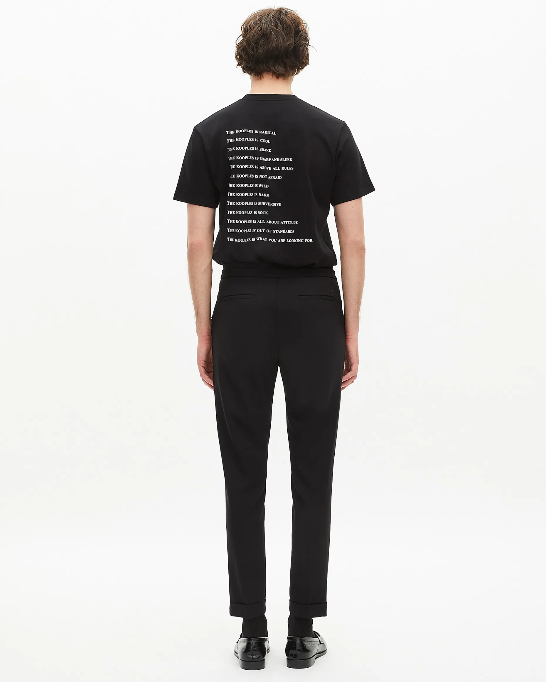 Pantalon en laine coupe droite noir