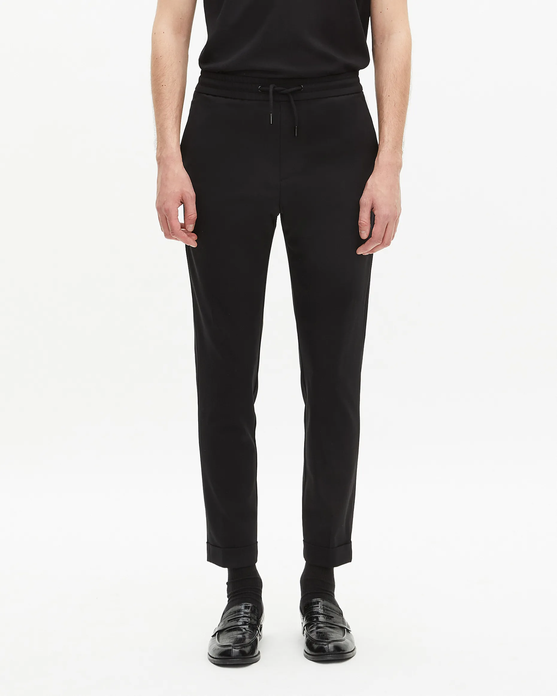 Pantalon en laine coupe droite noir