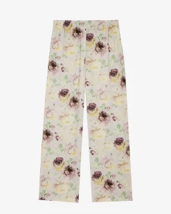 Pantalon fluide droit imprimé fleuri