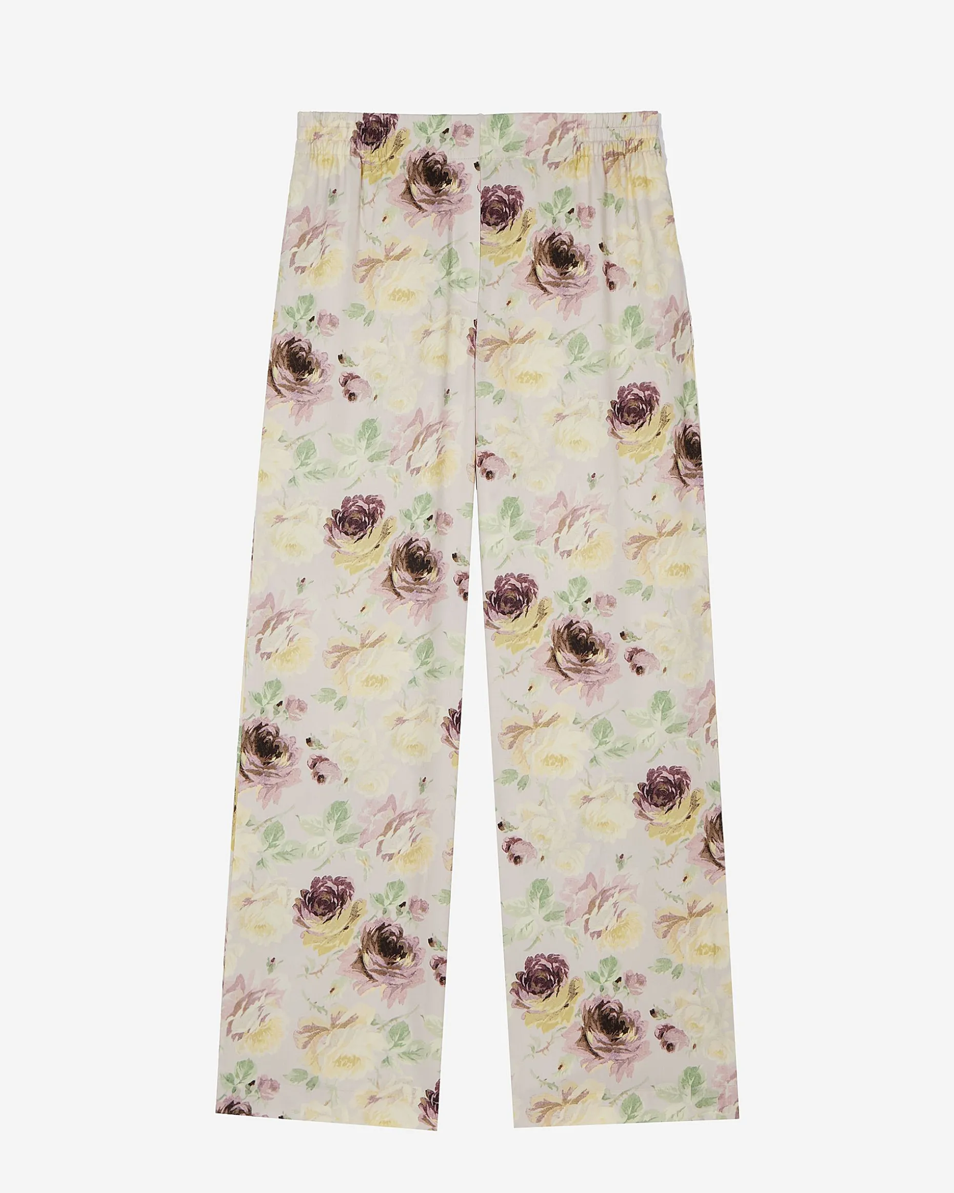Pantalon fluide droit imprimé fleuri