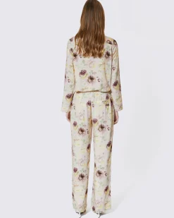 Pantalon fluide droit imprimé fleuri