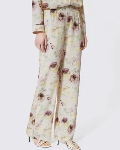Pantalon fluide droit imprimé fleuri