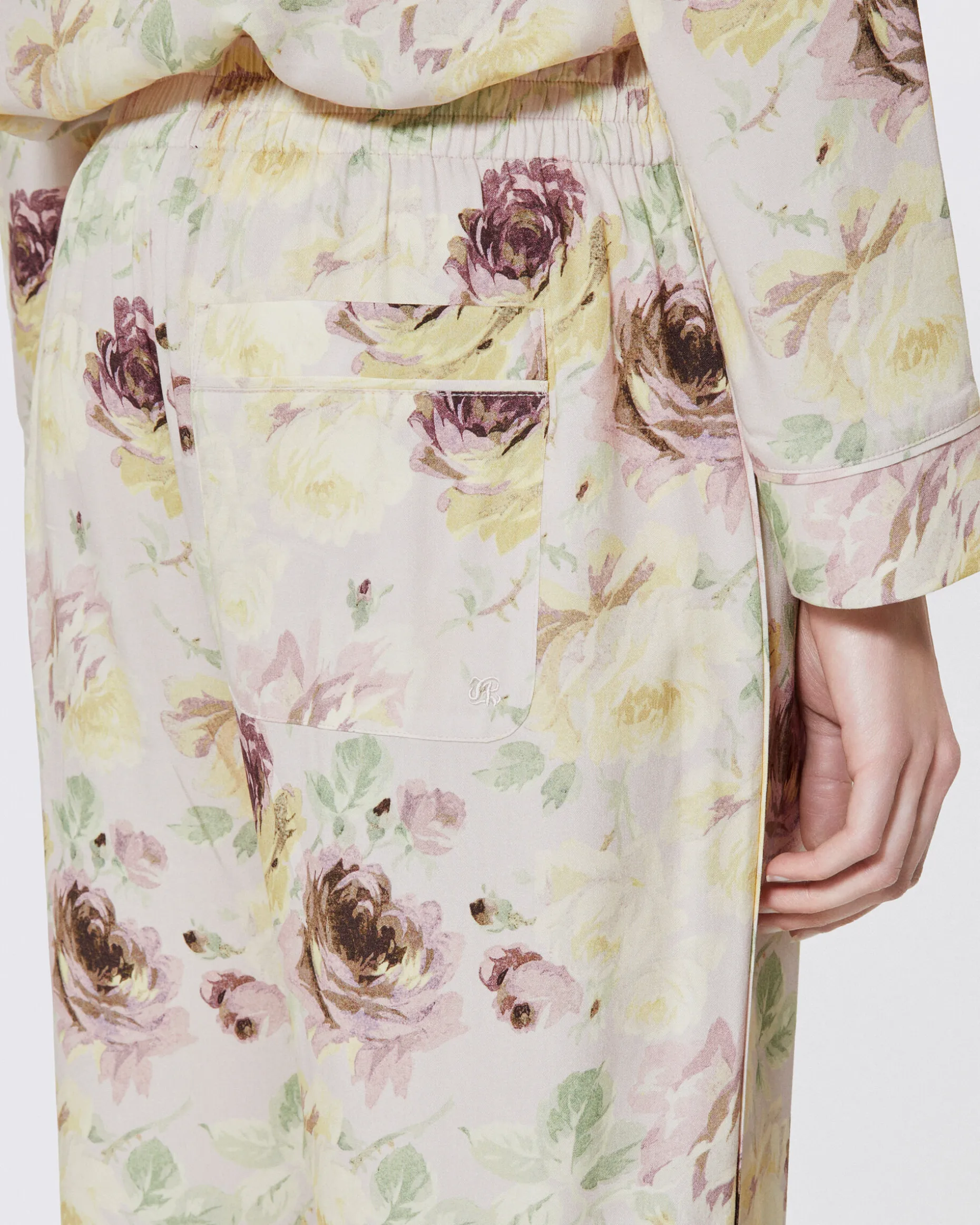 Pantalon fluide droit imprimé fleuri