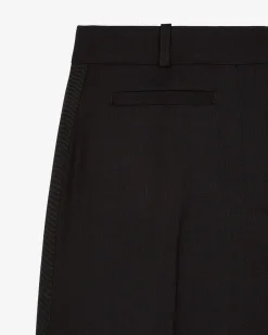 Pantalon large avec bande en laine noir