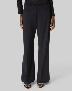 Pantalon large avec bande en laine noir