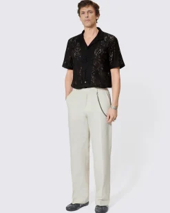 Pantalon large à chaîne beige
