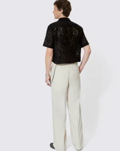 Pantalon large à chaîne beige