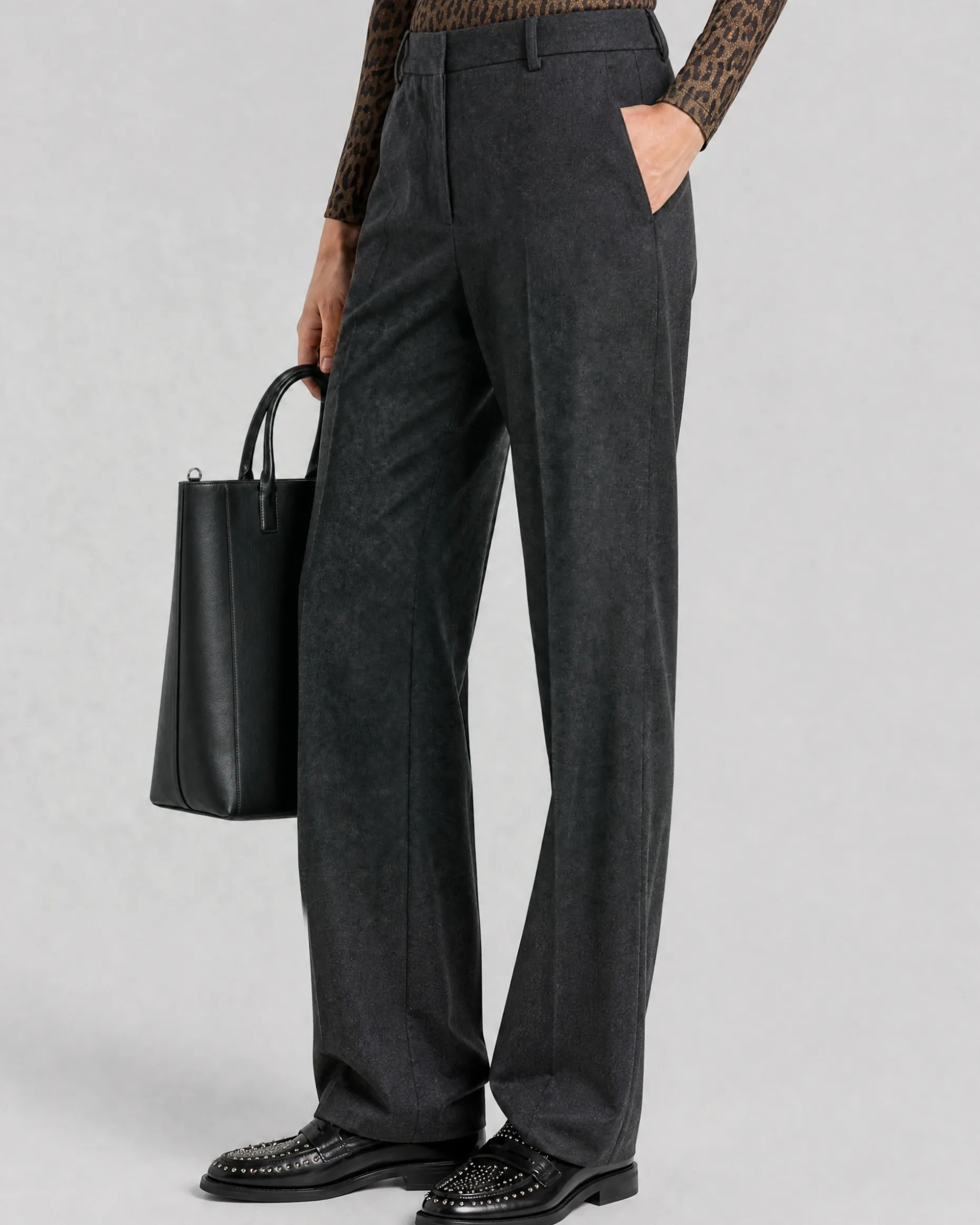 Pantalon large en flanelle gris