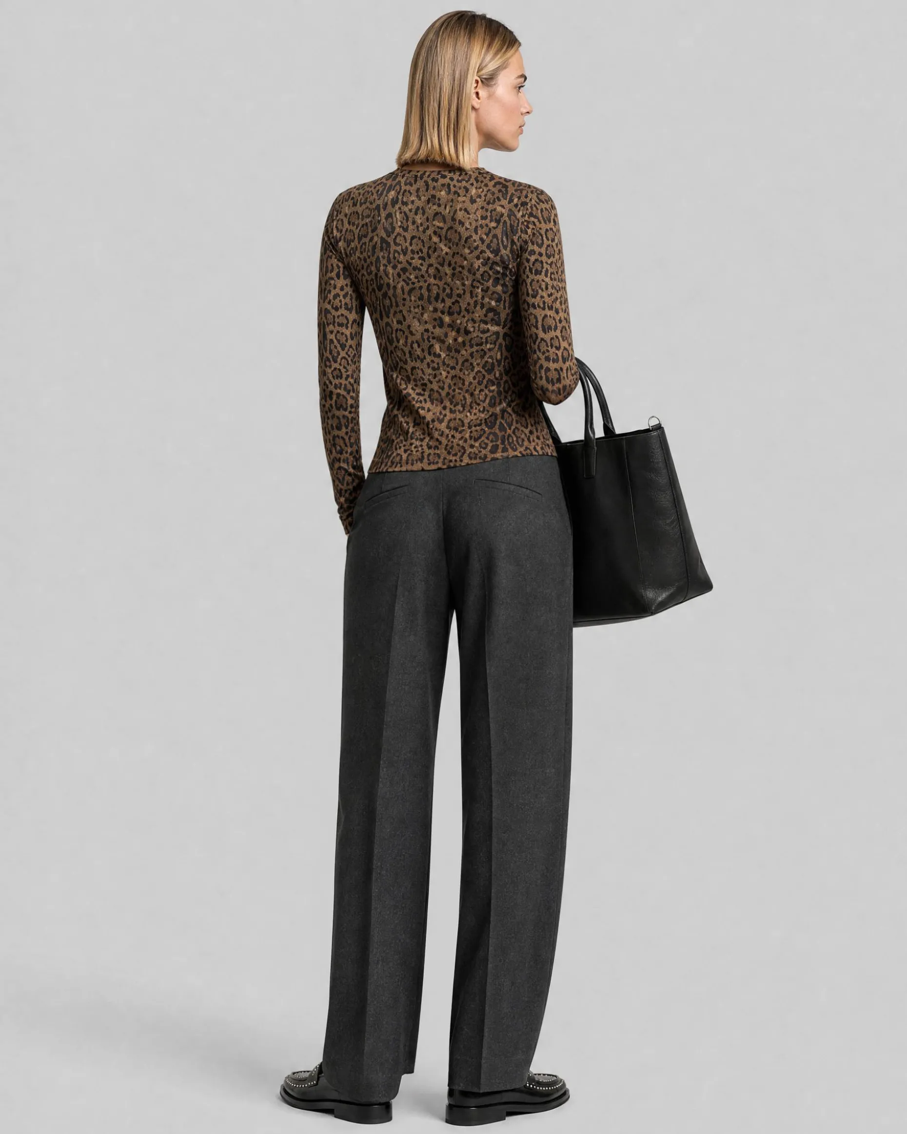 Pantalon large en flanelle gris