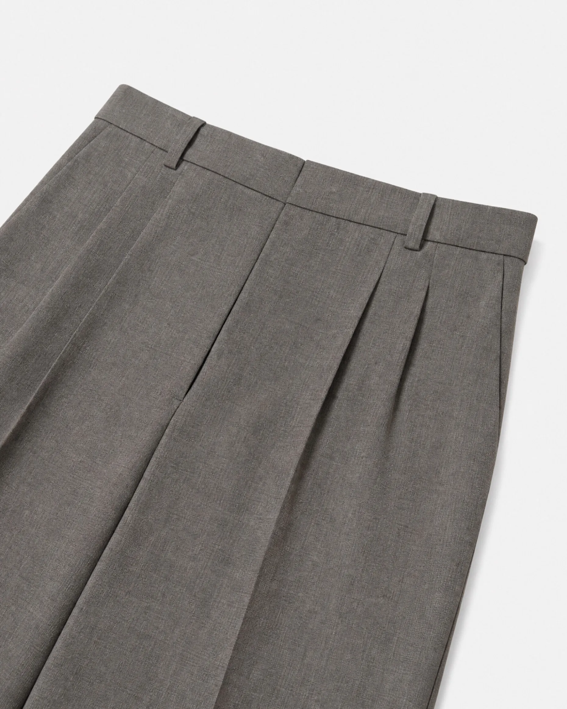 Pantalon large en laine mélangée beige