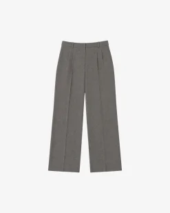 Pantalon large en laine mélangée beige