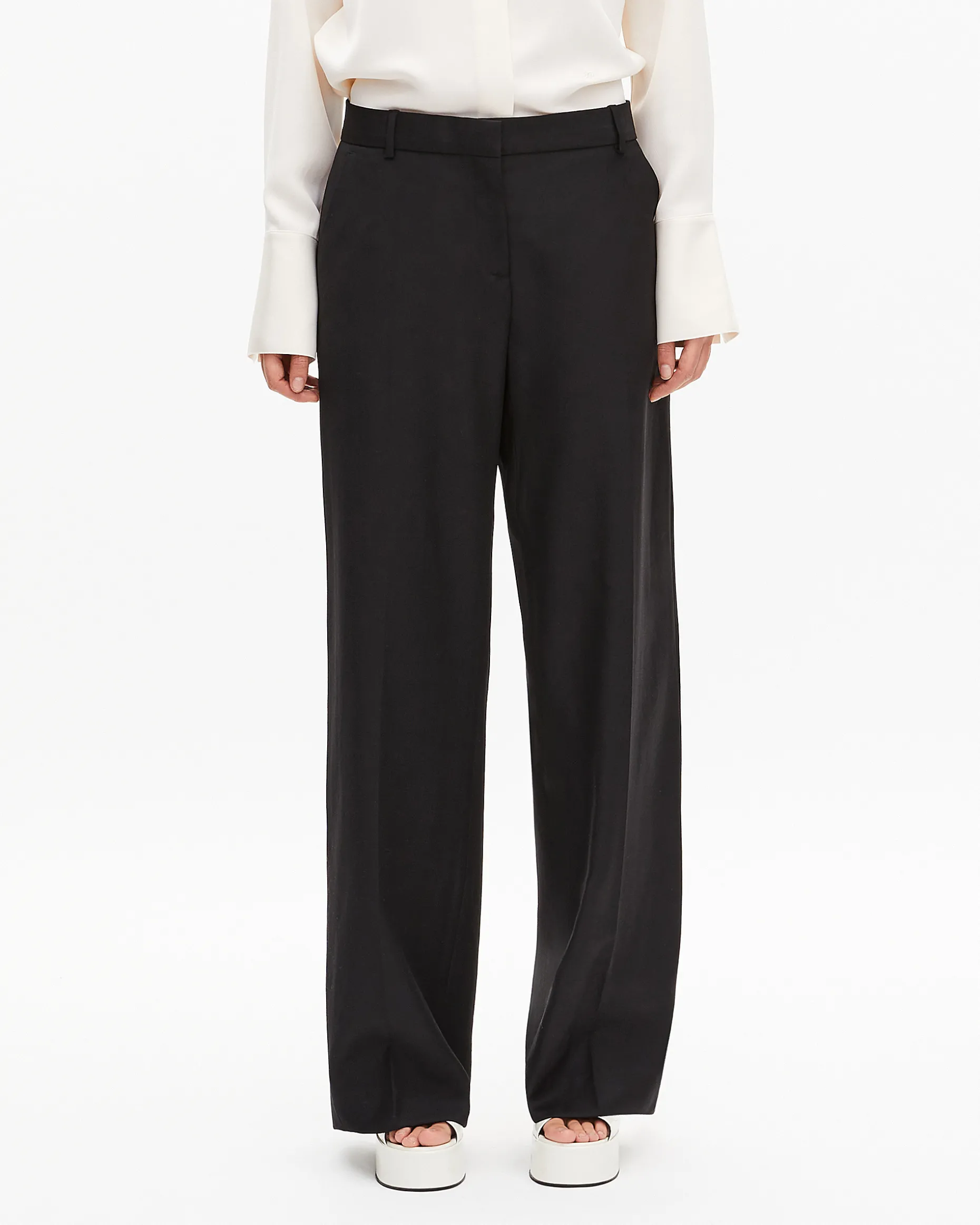Pantalon large en laine noir