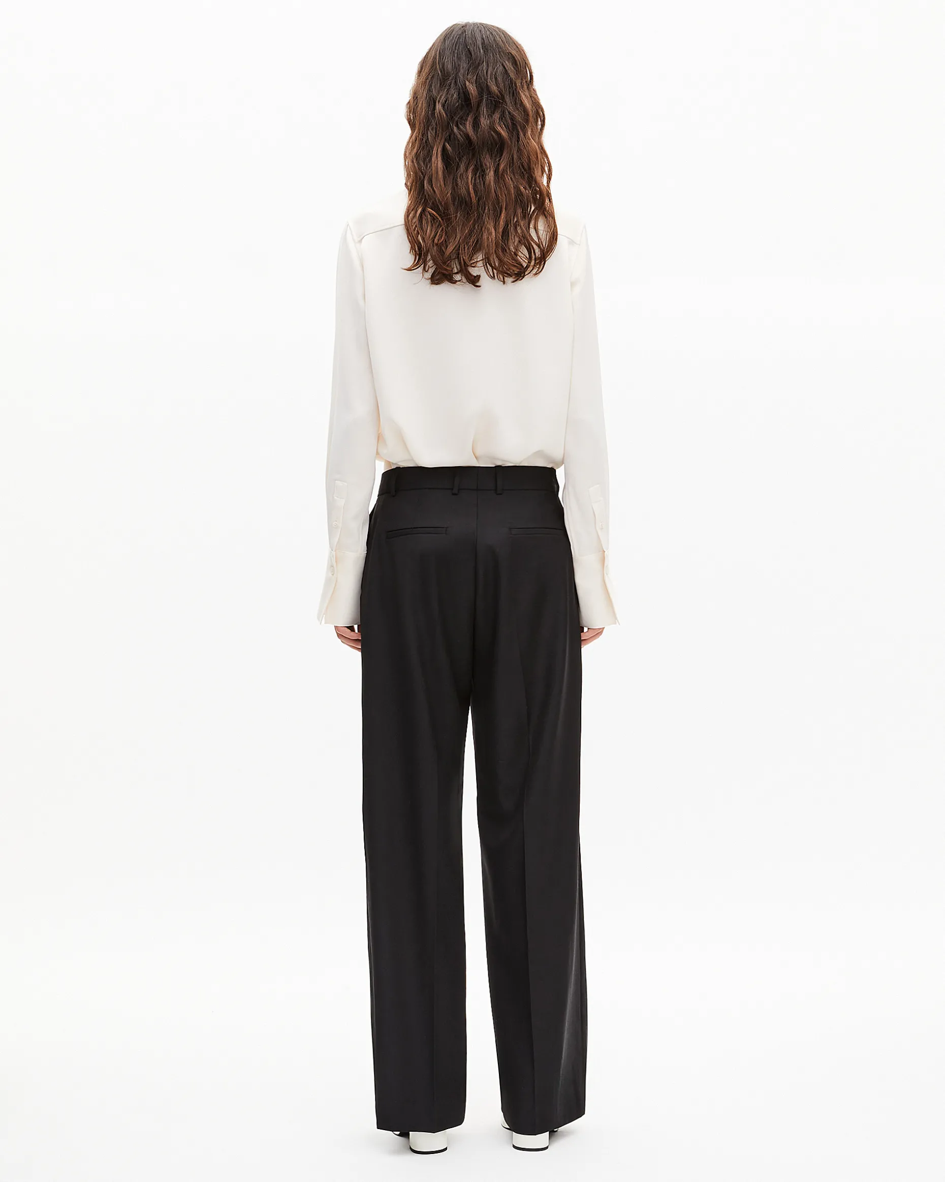 Pantalon large en laine noir