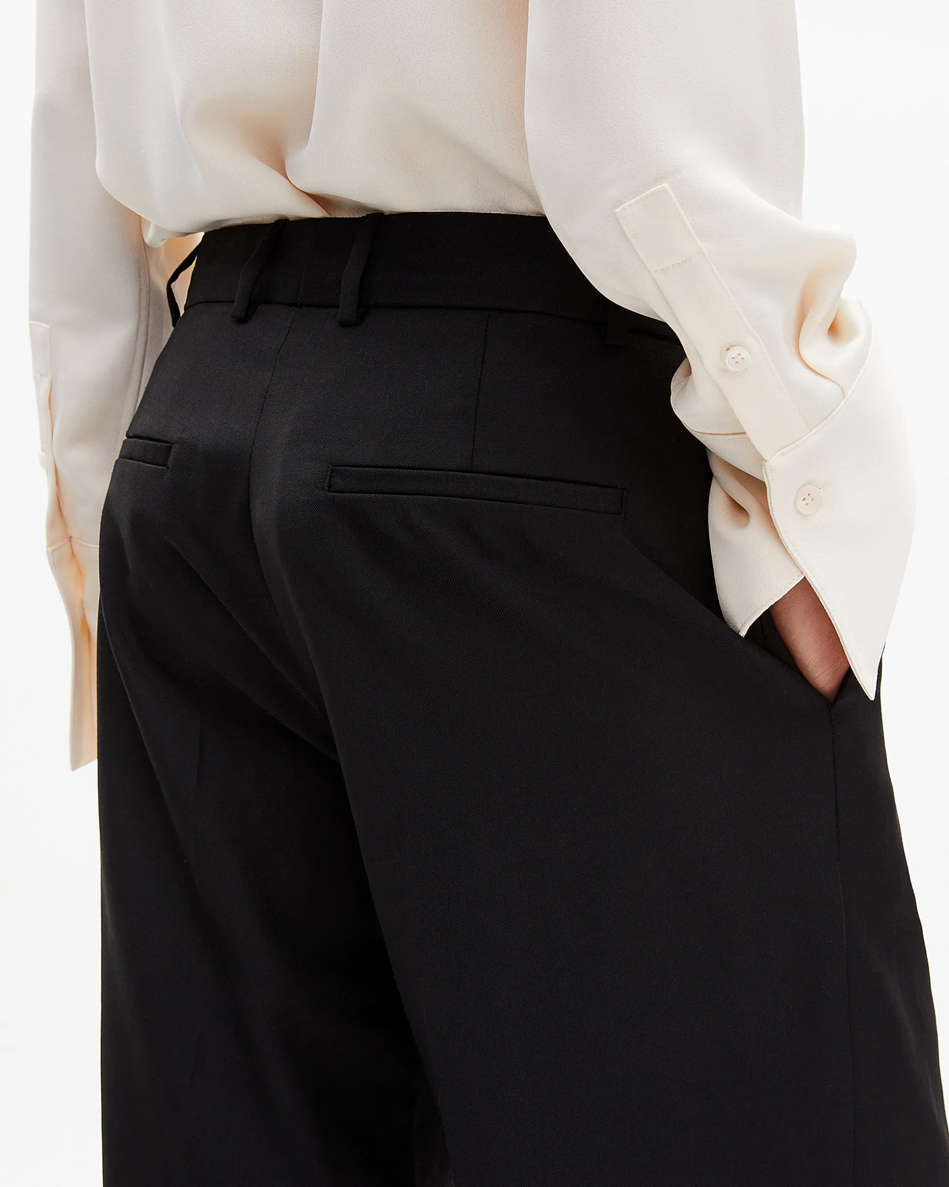 Pantalon large en laine noir