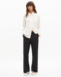 Pantalon large en laine noir