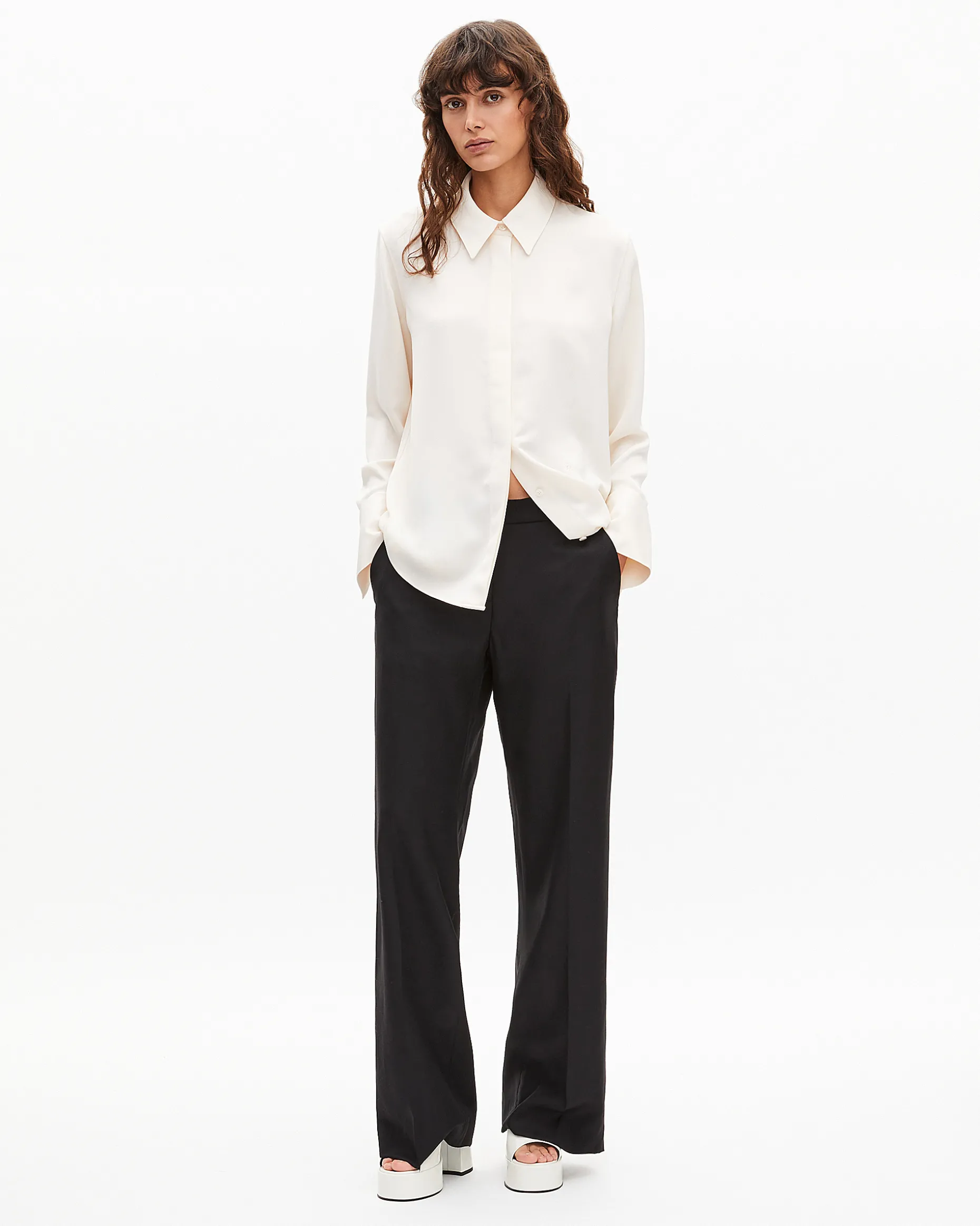 Pantalon large en laine noir