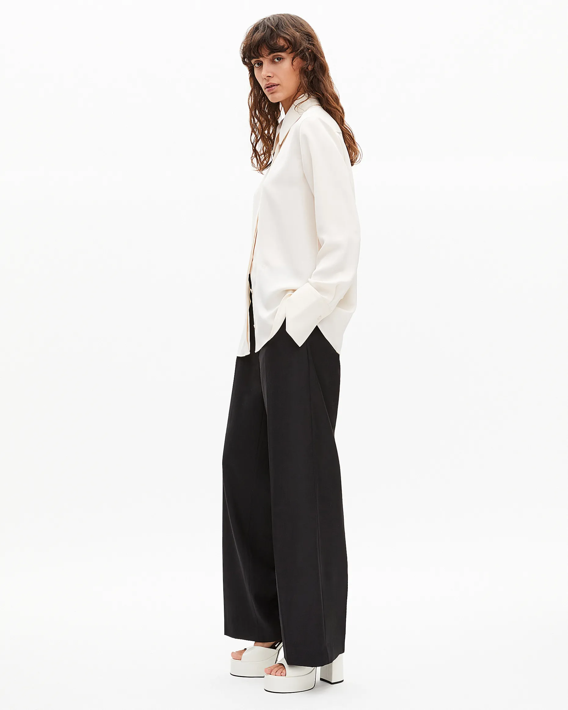 Pantalon large en laine noir