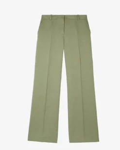 Pantalon large en lin et coton kaki