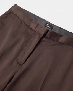 Pantalon large en satin marron