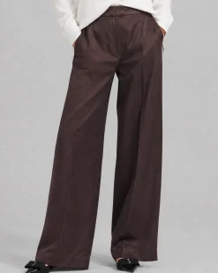 Pantalon large en satin marron
