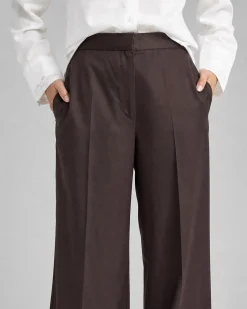 Pantalon large en satin marron