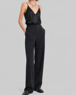 Pantalon large en satin noir