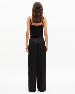 Pantalon large en satin noir