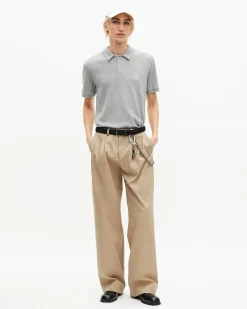Pantalon à pinces coupe large beige