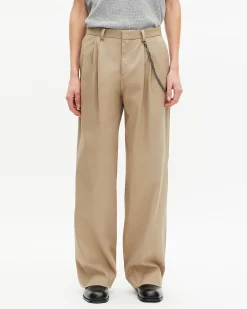 Pantalon à pinces coupe large beige