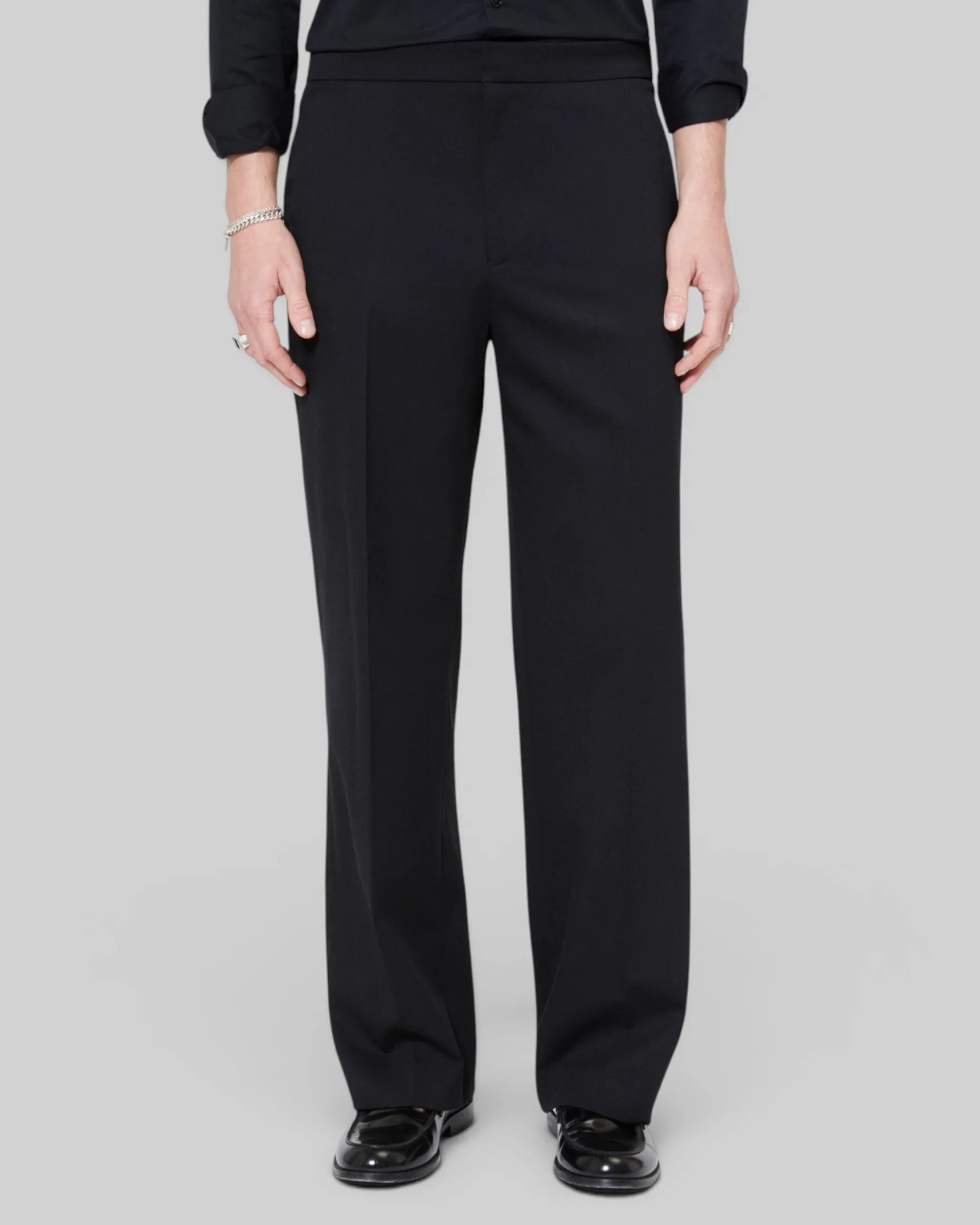 Pantalon semi élastiqué coupe large noir