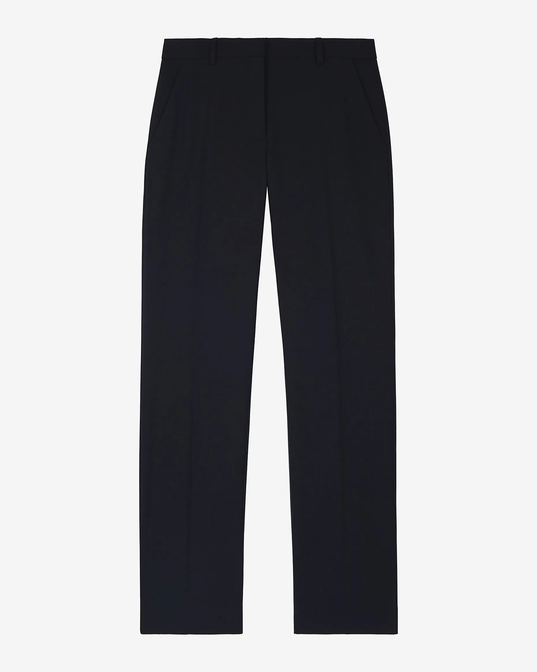 Pantalon tailleur droit en laine mélangée marine