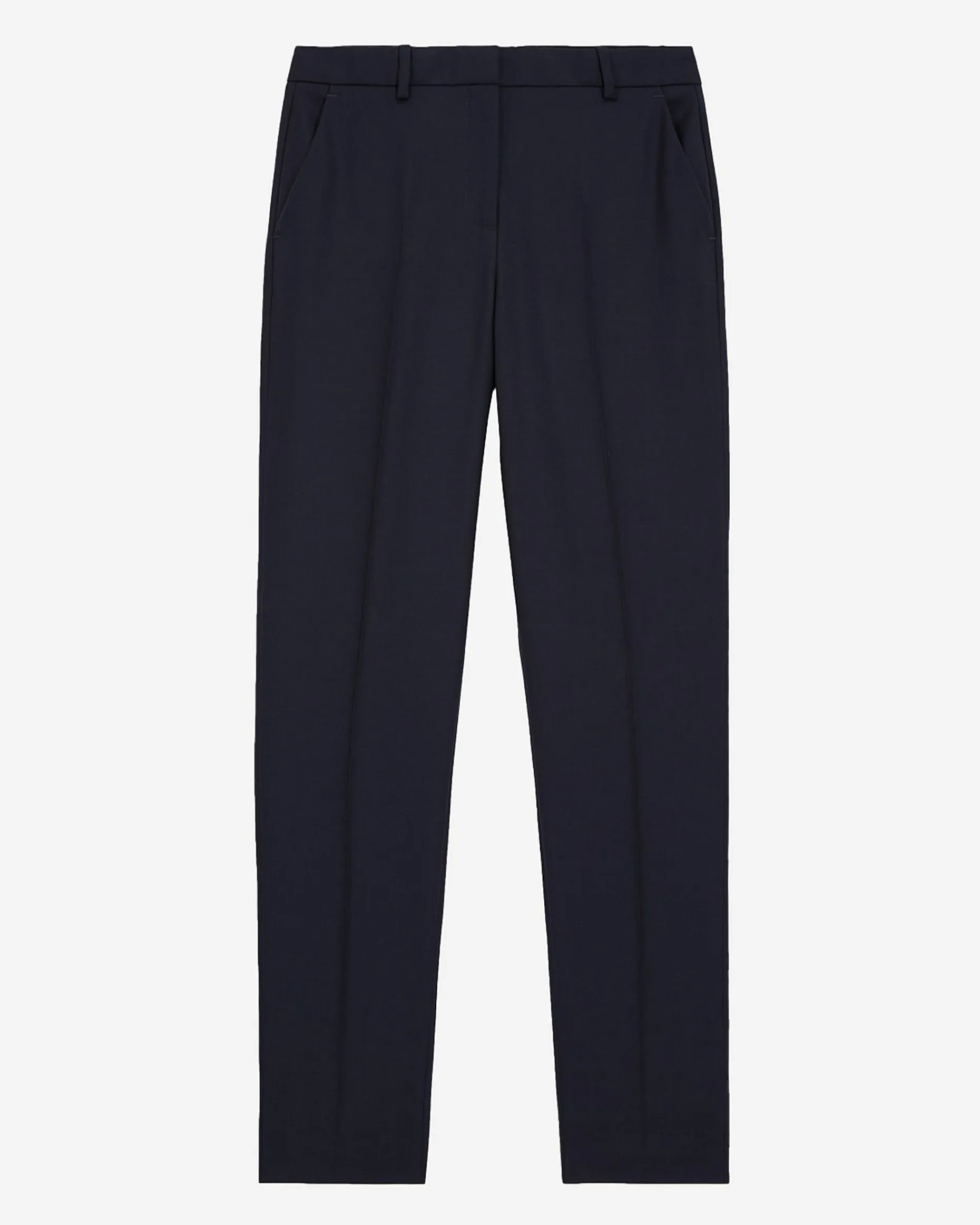 Pantalon tailleur en laine coupe ajustée bleu marine