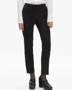 Pantalon tailleur en laine coupe ajustée noir
