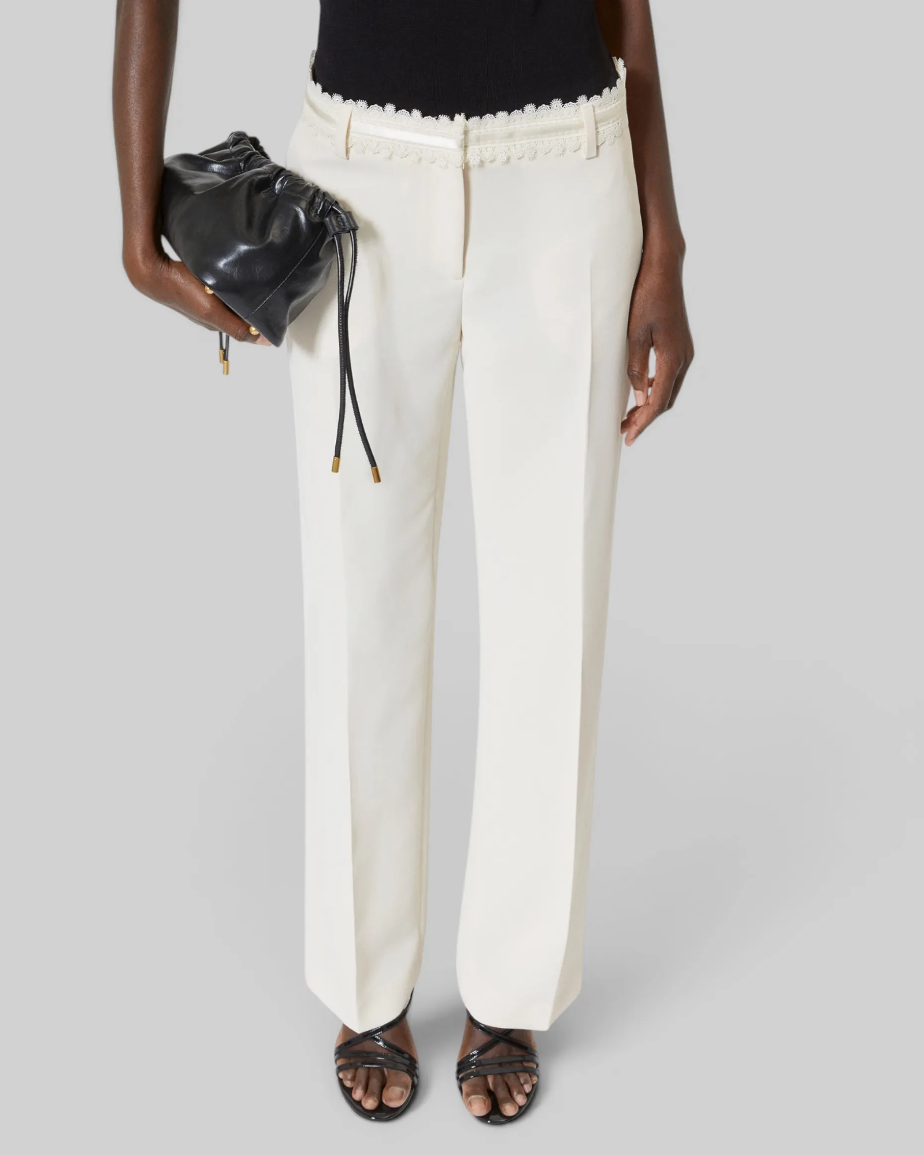 Pantalon tailleur large écru