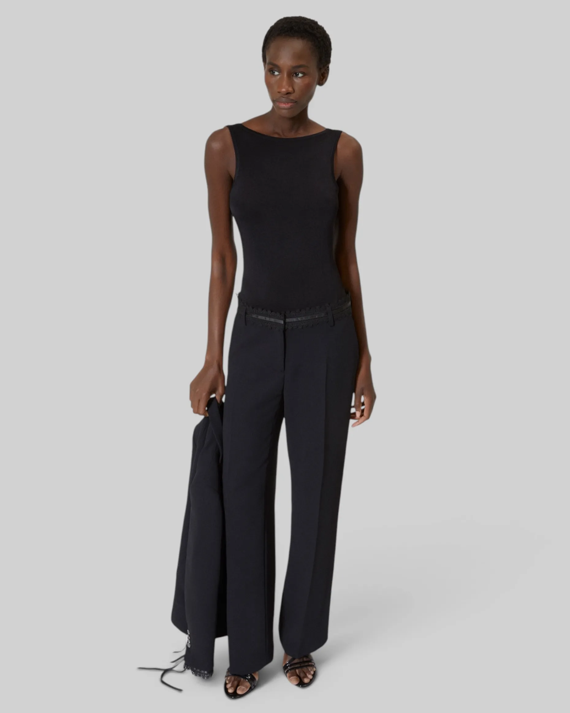 Pantalon tailleur large noir