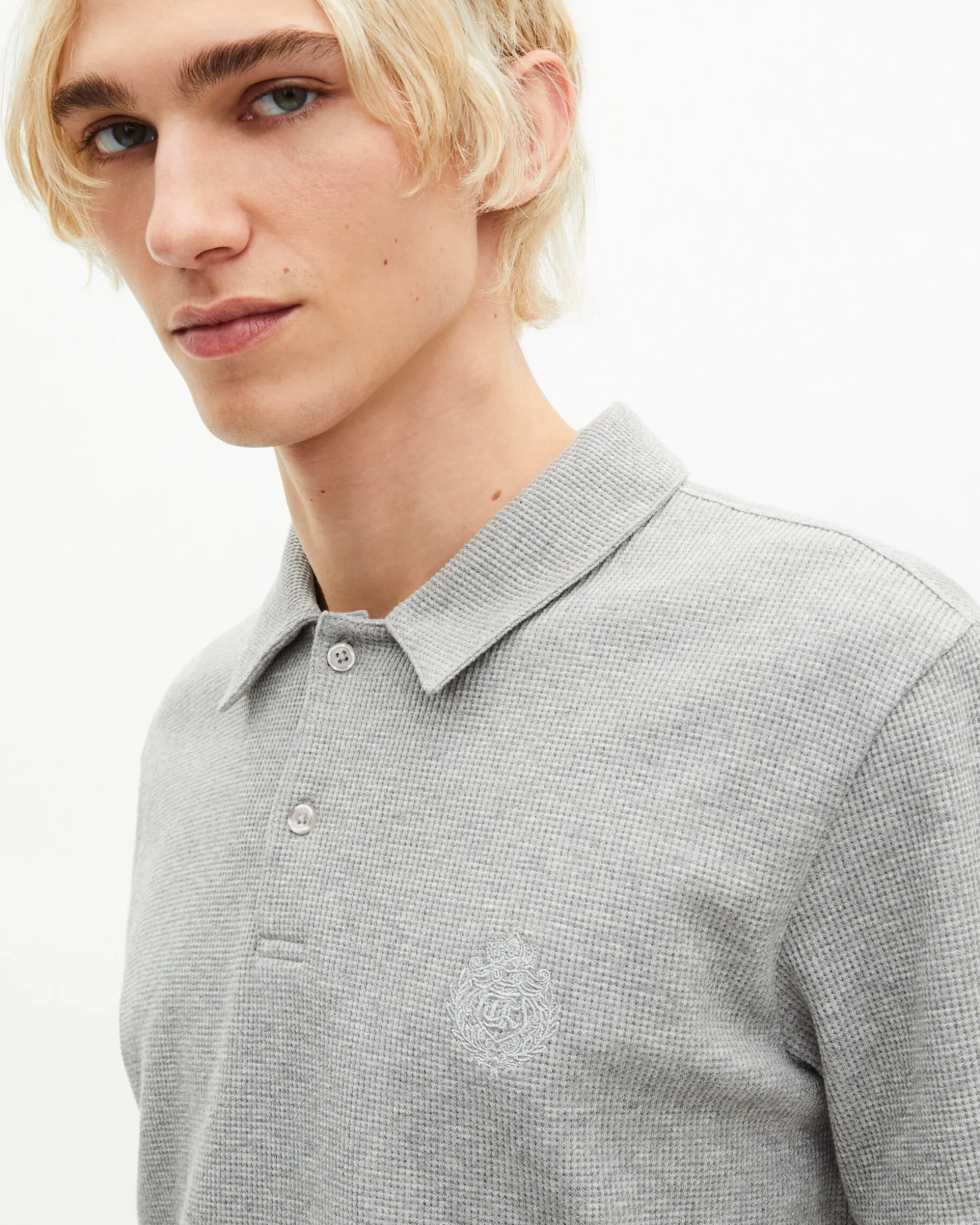 Polo en nid d'abeille avec blason gris