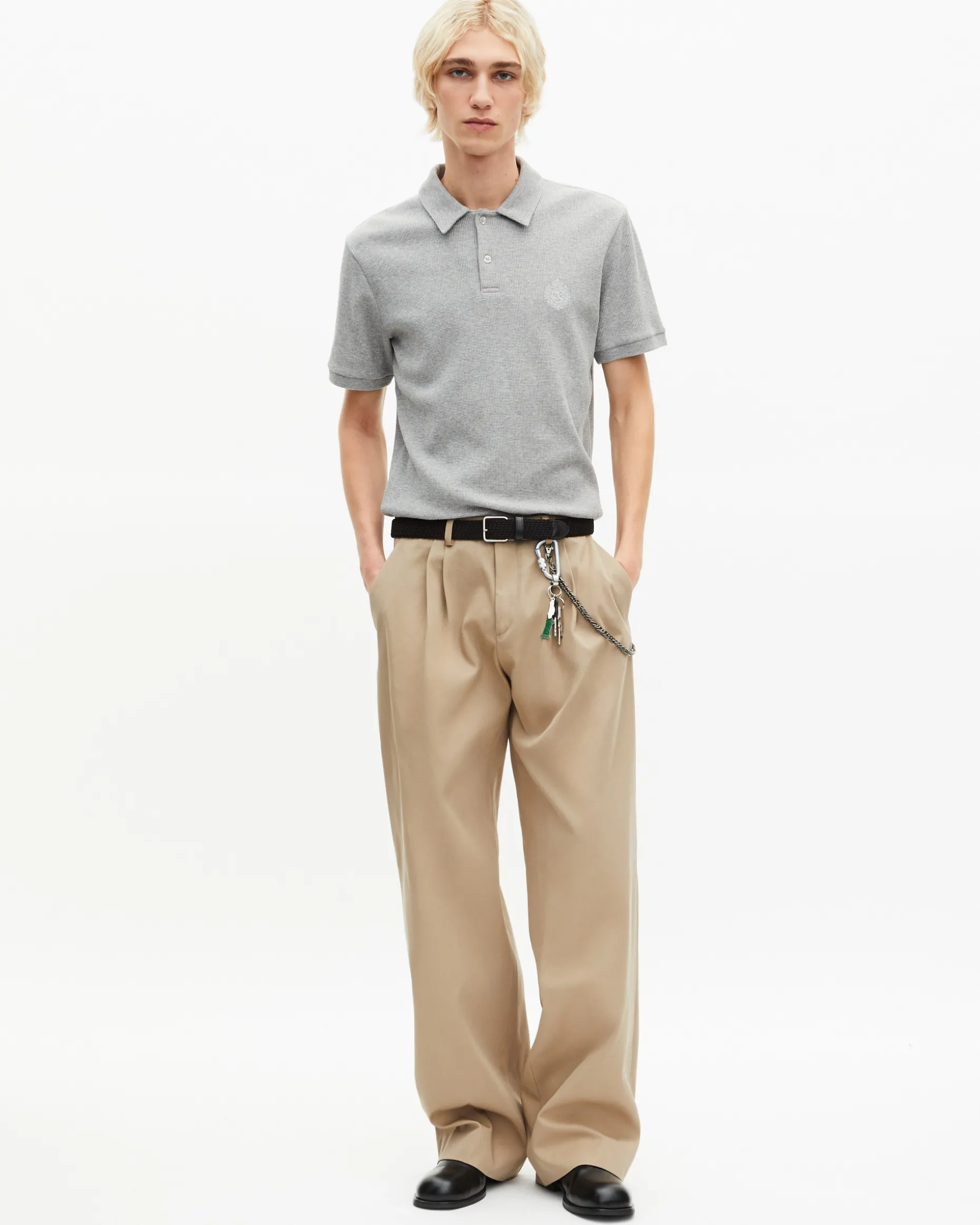 Polo en nid d'abeille avec blason gris