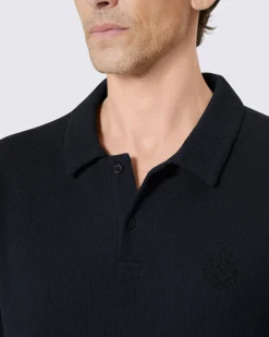 Polo en nid d'abeille avec blason marine