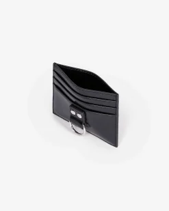 Porte-cartes Amelia en cuir craquelé noir